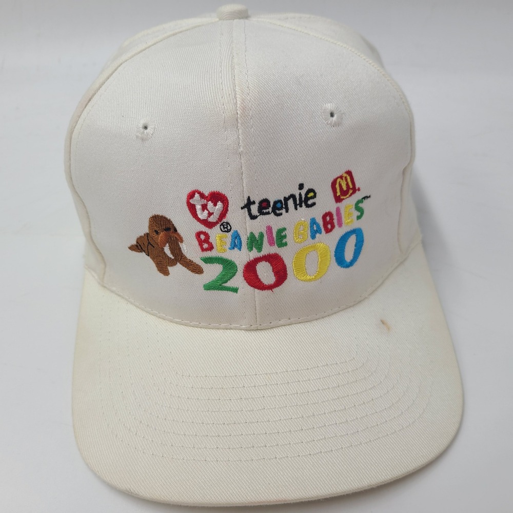 Vintage Beanie Babies Hat Snapback White Teenie 2000 McDonalds TY Warner Y2K Men